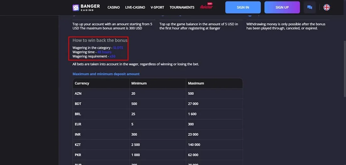 terms of use of the promotion how to win back the bonus